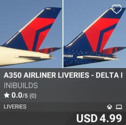 A350 Airliner Liveries - Delta Pack by iniBuilds. USD $4.99