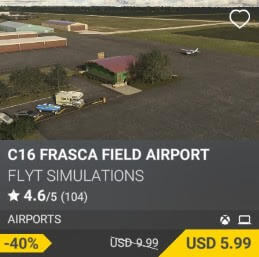 C16 FRASCA FIELD AIRPORT by FLYT Simulations. USD $9.99 (on sale for 5.99)