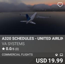 A320 Schedules - United Airlines - Vol 4 by VA SYSTEMS. USD $19.99