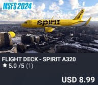 FLIGHT DECK - Spirit A320 by Perfect Flight. USD $8.99