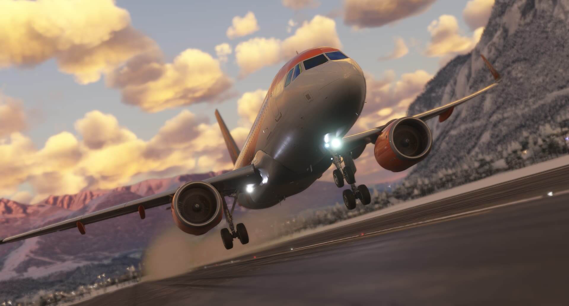 An EasyJet Airbus A320 rotating from the runway at Innsbruck airport, Austria