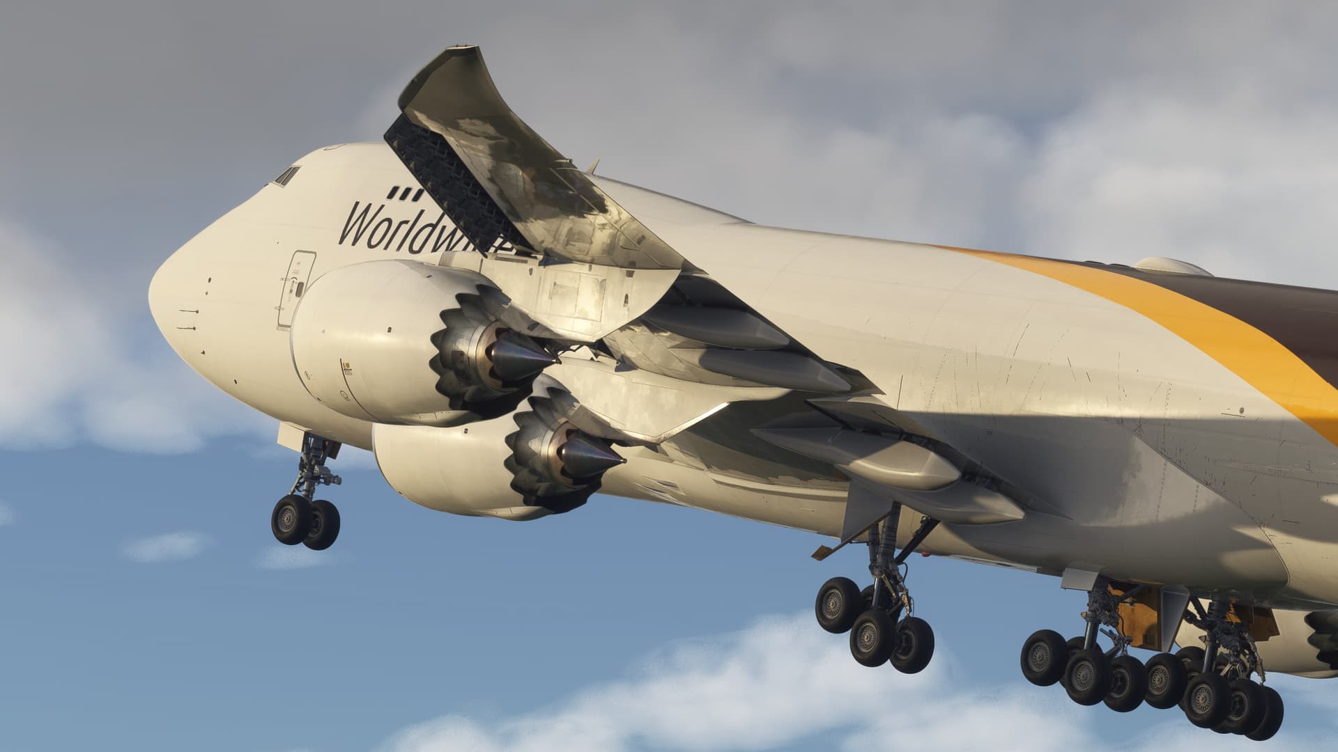 A UPS Boeing 747-8 Freighter rotating during takeoff