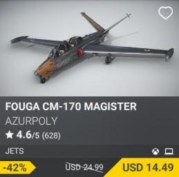 Fouga CM-170 Magister by AzurPoly. USD $24.99 (on sale for 14.49)
