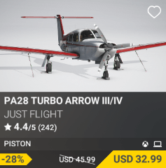 PA28 Turbo Arrow III/IV by Just Flight. USD $45.99 (on sale for 32.99)
