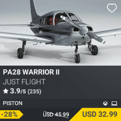 PA28 Warrior II by Just Flight. USD $45.99 (on sale for 32.99)