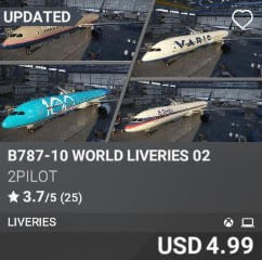 B787-10 WORLD LIVERIES 02 by 2PILOT. USD $4.99