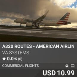 A320 Routes - American Airlines - Vol 12 by VA SYSTEMS. USD $10.99