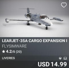 Learjet-35A Cargo Expansion Pack by Flysimware. USD $14.99