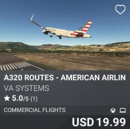 A320 Routes - American Airlines - Vol 13 by VA SYSTEMS. USD $19.99