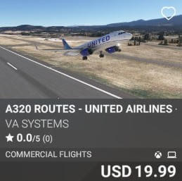A320 Routes - United Airlines - Vol 8 by VA SYSTEMS. USD $19.99