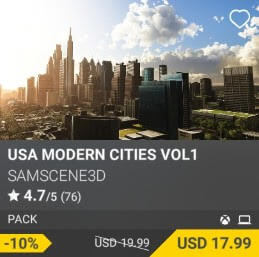 USA Modern Cities Vol1 by SamScene3D. USD $19.99 (on sale for 17.99)
