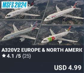 A320V2 EUROPE & NORTH AMERICA LIVERIES by 2PILOT. USD $4.99