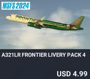 A321LR Frontier Livery Pack 4 by Salt Lake Simulations. USD $4.99