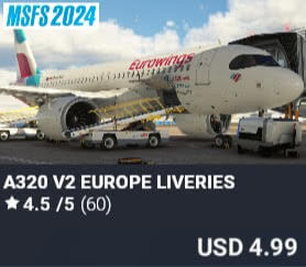 A320 v2 Europe Liveries by 4Simmers. USD $4.99