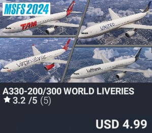 A330-200/300 WORLD LIVERIES by 2PILOT. USD $4.99