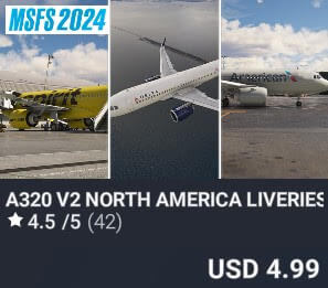 A320 v2 North America Liveries by 4Simmers. USD $4.99