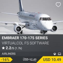 Embraer 170-175 Series by Virtualcol FS Software. USD $12.49 (on sale for 10.49)