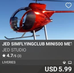 JED simFlyingClub mini500 Metal Liveries by JED Studio. USD $5.99