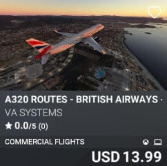 A320 Routes – British Airways – Vol 4 by VA SYSTEMS. USD $13.99