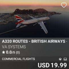 A320 Routes – British Airways – Vol 5 by VA SYSTEMS. USD $19.99