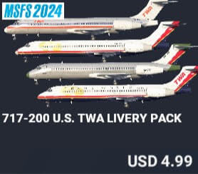 717-200 U.S. TWA Livery Pack by fsx360. USD $4.99