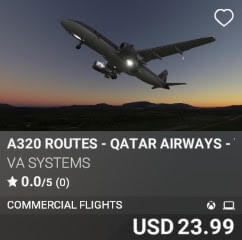 A320 Routes – Qatar Airways – Vol 2 by VA SYSTEMS. USD $23.99