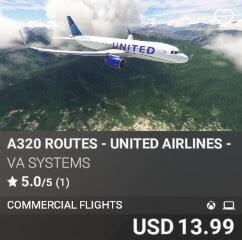 A320 Routes – United Airlines – Vol 1 by VA SYSTEMS. USD $13.99