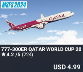 777-300ER Qatar World Cup 2022 Livery by Captain Sim. USD $4.99