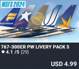 767-300ER PW Livery Pack 5 by Captain Sim. USD $4.99