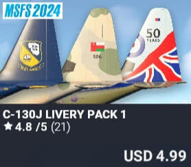 C-130J Livery Pack 1 by Captain Sim. USD $4.99