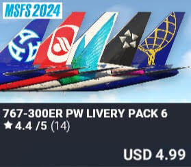 767-300ER PW Livery Pack 6 by Captain Sim. USD $4.99