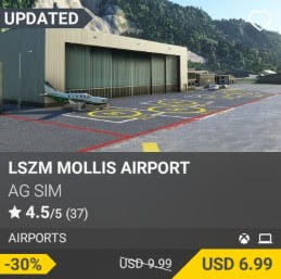 LSZM Mollis Airfield by AG Sim. USD $9.99 (on sale for 6.99)