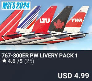 767-300ER PW Livery Pack 1 by Captain Sim. USD $4.99