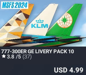 777-300ER GE Livery Pack 10 by Captain Sim. USD $4.99