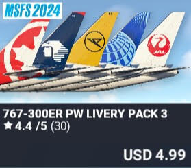 767-300ER PW Livery Pack 3 by Captain Sim. USD $4.99