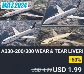A330-200/300 WEAR & TEAR LIVERIES by 2PILOT. USD $4.99 (on sale for 1.99)