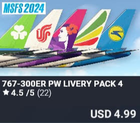 767-300ER PW Livery Pack 4 by Captain Sim. USD $4.99