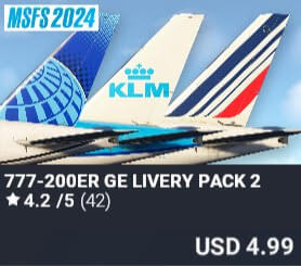 777-200ER GE Livery Pack 2 by Captain Sim. USD $4.99