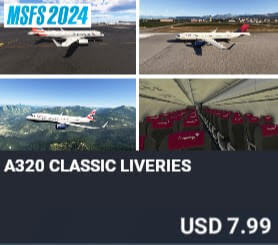 A320 Classic Liveries by Perfect Flight. USD $7.99
