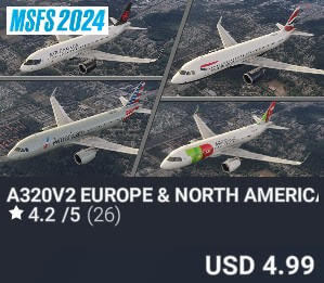 A320V2 EUROPE & NORTH AMERICA LIVERIES by 2PILOT. USD $4.99