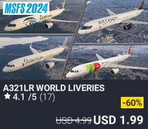 A321LR WORLD LIVERIES by 2PILOT. USD $4.99 (on sale for 1.99)