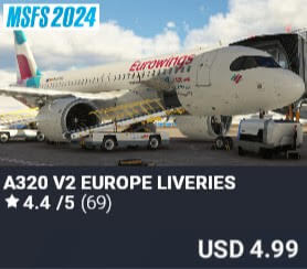 A320 v2 Europe Liveries by 4Simmers. USD $4.99