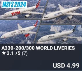 A330-200/300 WORLD LIVERIES by 2PILOT. USD $4.99