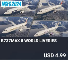 B737MAX 8 WORLD LIVERIES by 2PILOT. USD $4.99