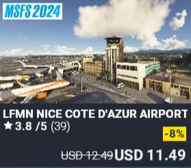 LFMN Nice Cote d'Azur airport NG series by JustSim. USD $12.49 (on sale for 11.49)
