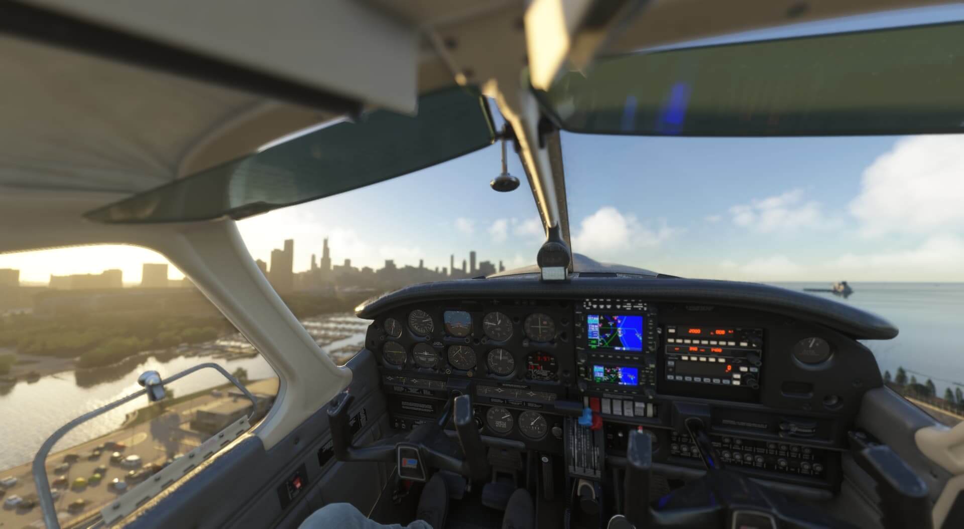 The cockpit of the Piper PA-28-236 Dakota whilst climbing out on departure