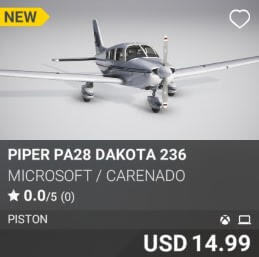 Piper Pa28 Dakota 236 Microsoft and Carenado USD $14.99