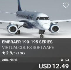Embraer 190-195 Series by Virtualcol FS Software. USD $12.49