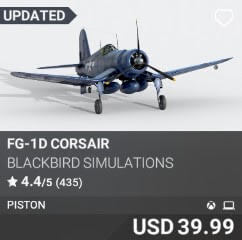 FG-1D Corsair by Blackbird Simulations. USD $39.99