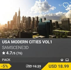 USA Modern Cities Vol1 by SamScene3D. USD $19.99 (on sale for 18.99)